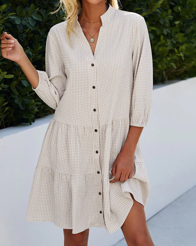 Womens Summer Dress with Gingham Tiers in a Cotton Blend