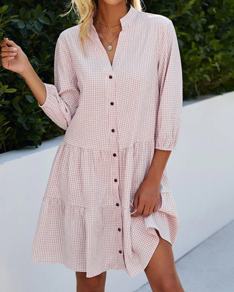 Womens Summer Dress with Gingham Tiers in a Cotton Blend
