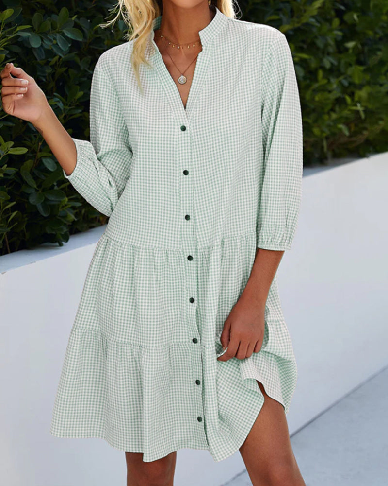 Womens Summer Dress with Gingham Tiers in a Cotton Blend