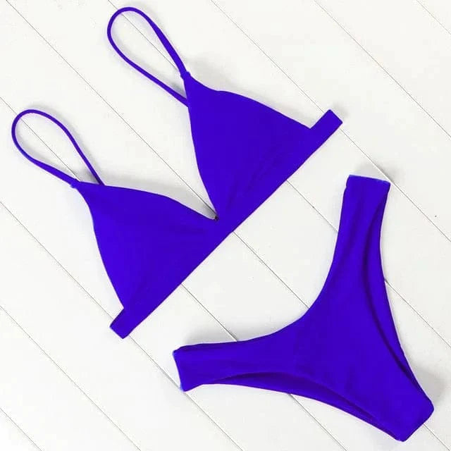 Womens Bikini with Triangle Top and High-Cut Briefs in Stretch Fabric