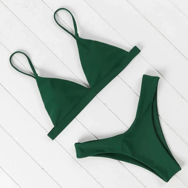 Womens Bikini with Triangle Top and High-Cut Briefs in Stretch Fabric