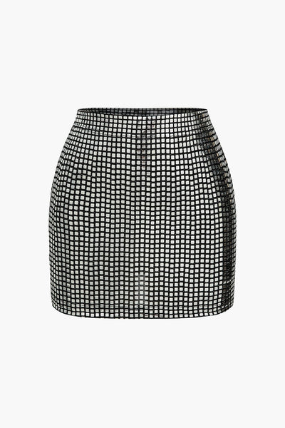Agathe | Glamorous party mini skirt with sparkling mesh design 0
