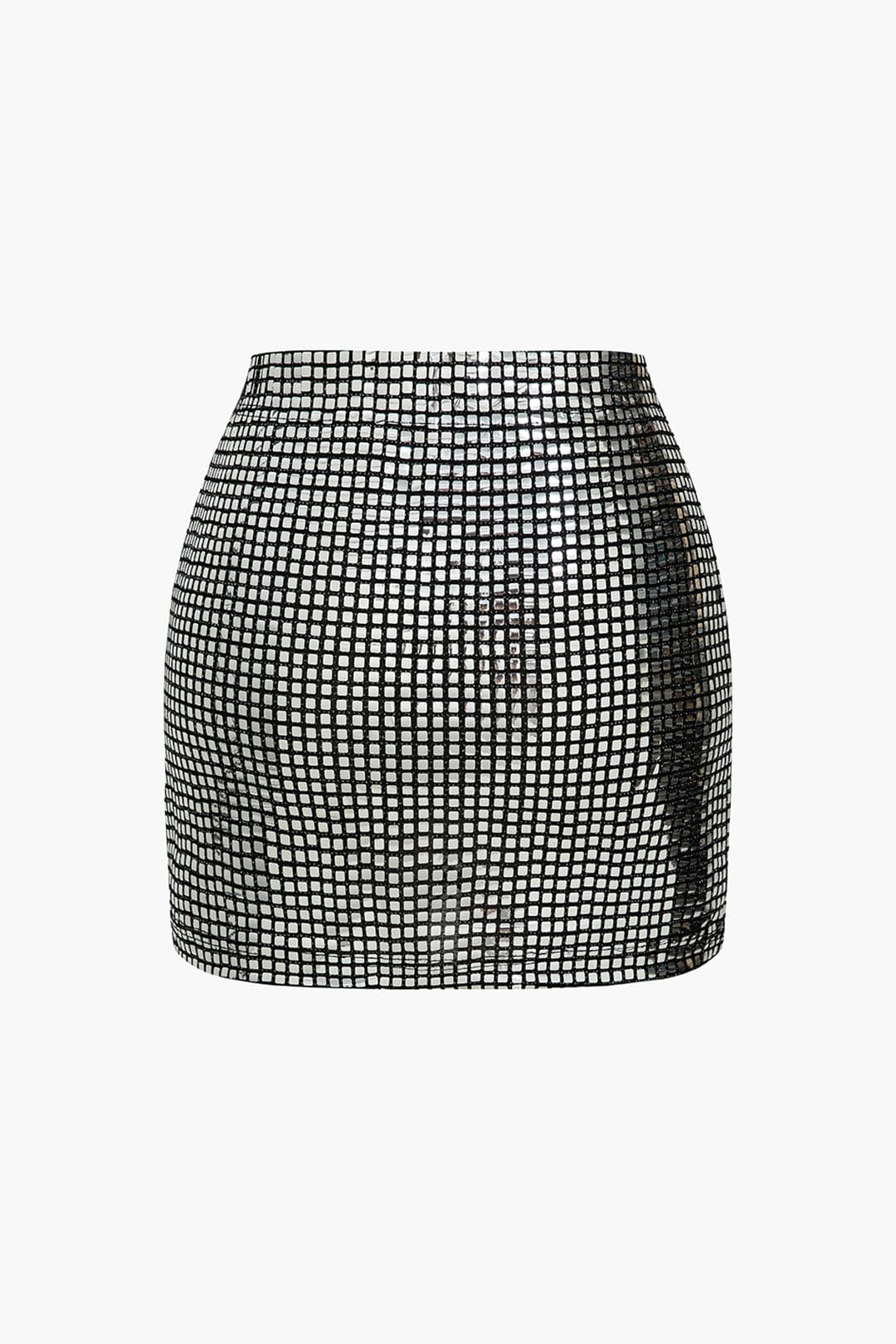 Agathe | Glamorous party mini skirt with sparkling mesh design 1