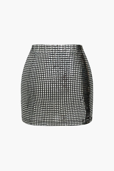 Agathe | Glamorous party mini skirt with sparkling mesh design 1