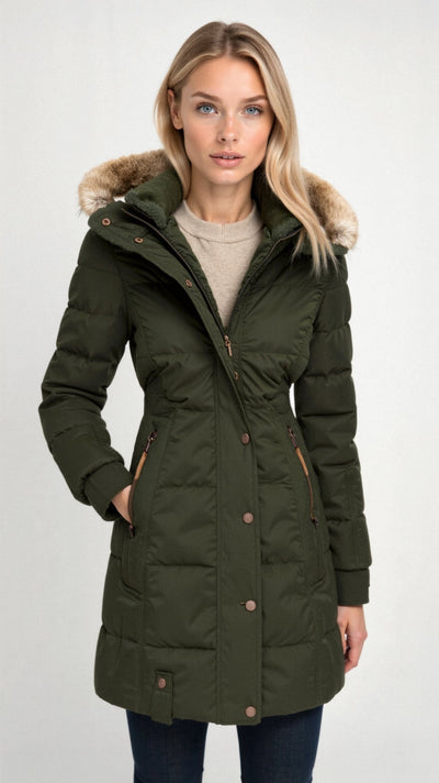Black Puffer Jacket for Women with Hood and Cozy Lining for Autumn Weather 2
