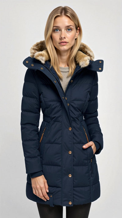 Black Puffer Jacket for Women with Hood and Cozy Lining for Autumn Weather 4