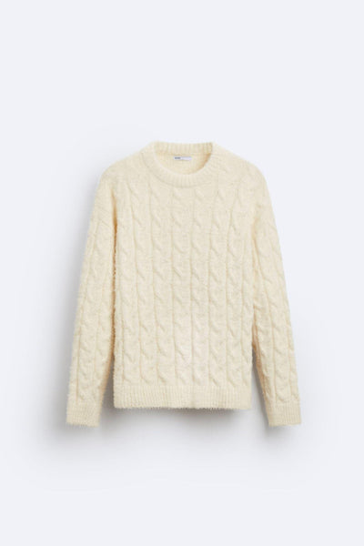 Cable Knit Sweater for Women with Classic Crew Neck and Relaxed Fit for Casual or Semi-Formal Wear 0