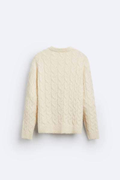 Cable Knit Sweater for Women with Classic Crew Neck and Relaxed Fit for Casual or Semi-Formal Wear 3