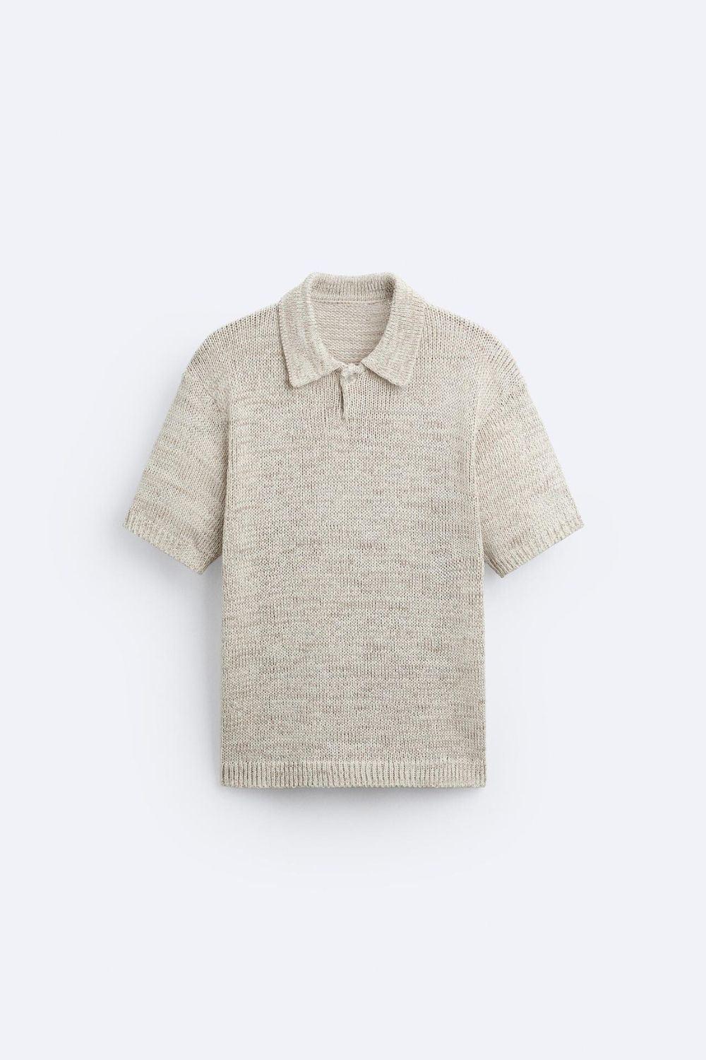 Casual knitted polo shirt in a vintage look 0