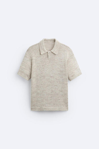 Casual knitted polo shirt in a vintage look 0