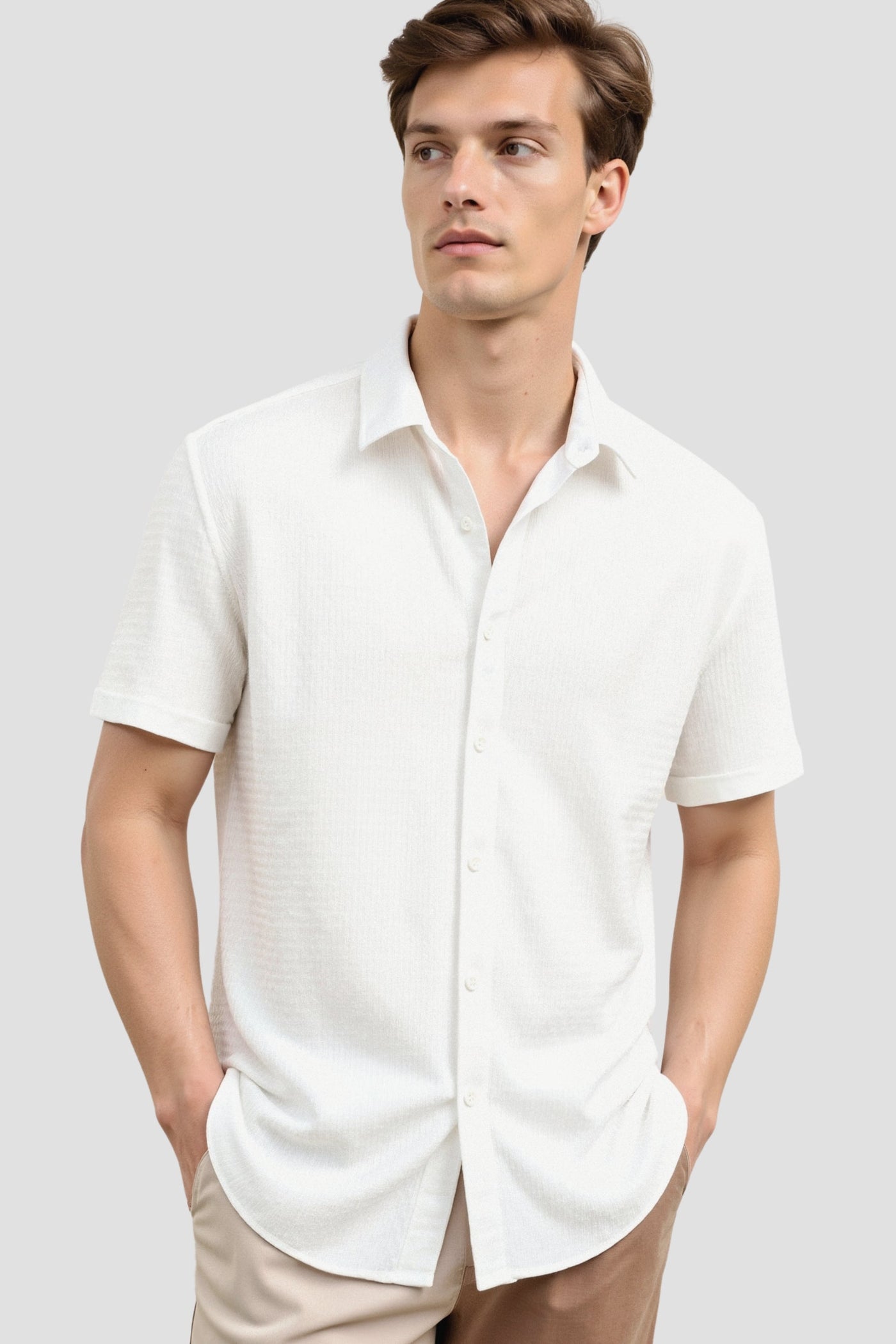 Classic short-sleeved linen shirt 1