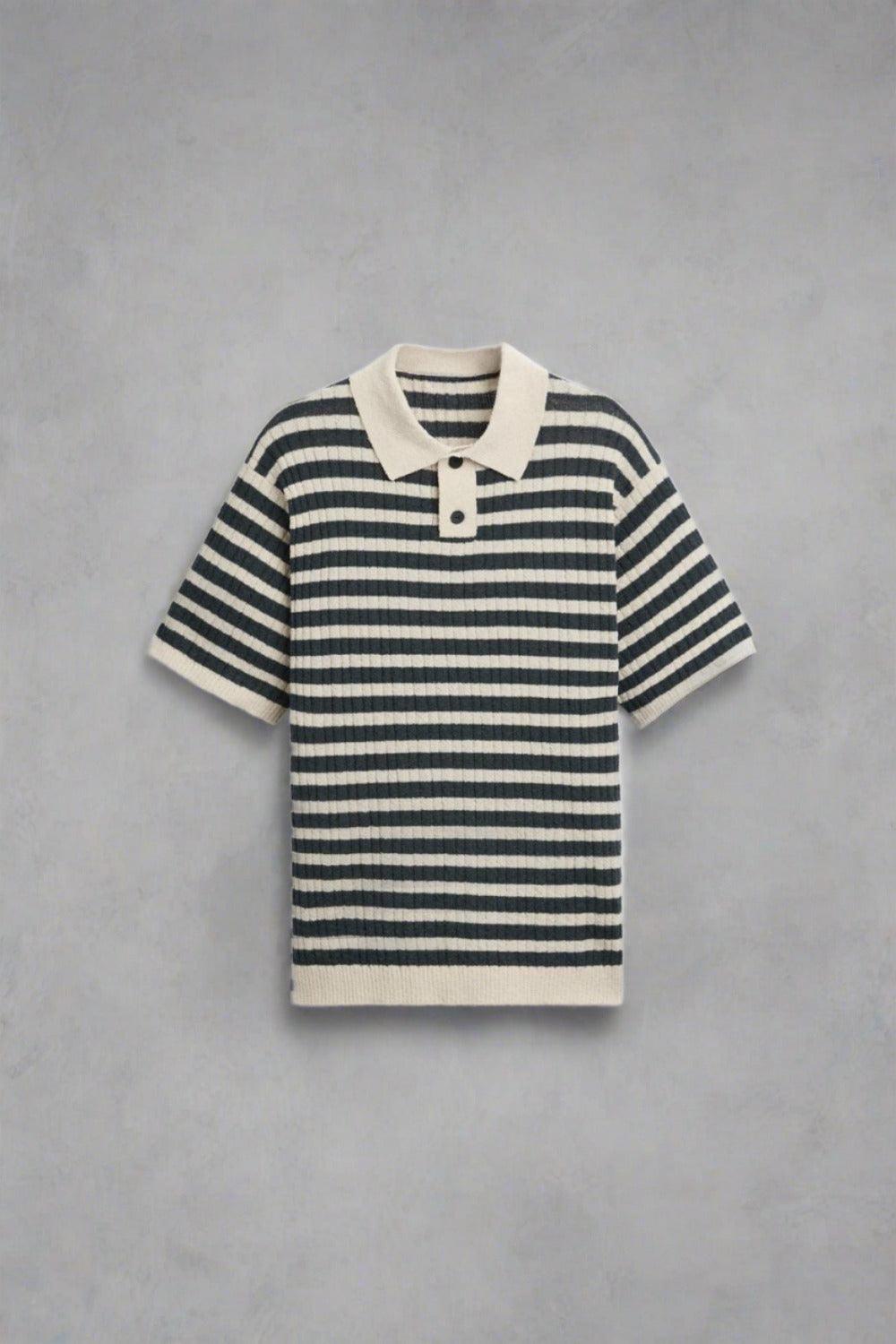 Classic striped knit polo shirt 0