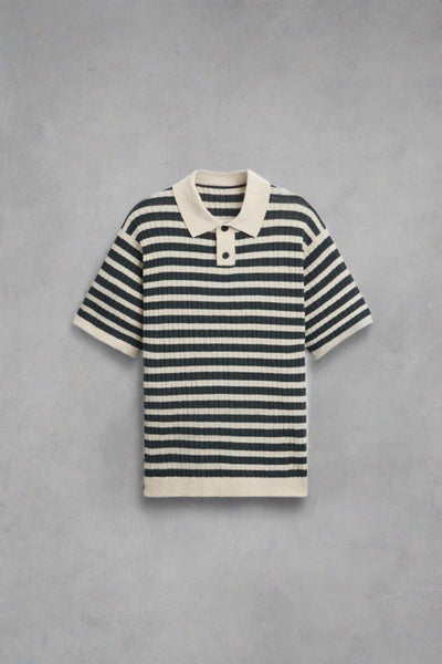 Classic striped knit polo shirt 0
