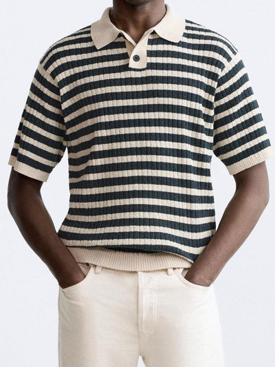 Classic striped knit polo shirt 1