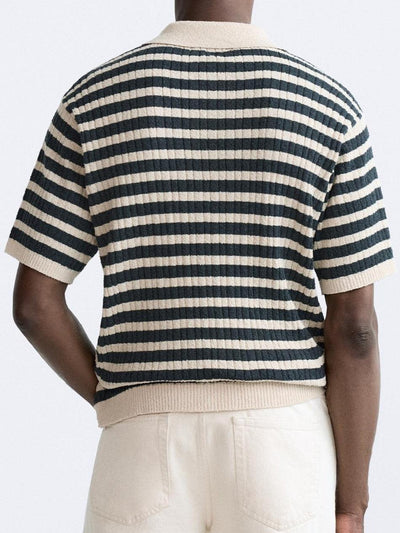 Classic striped knit polo shirt 2