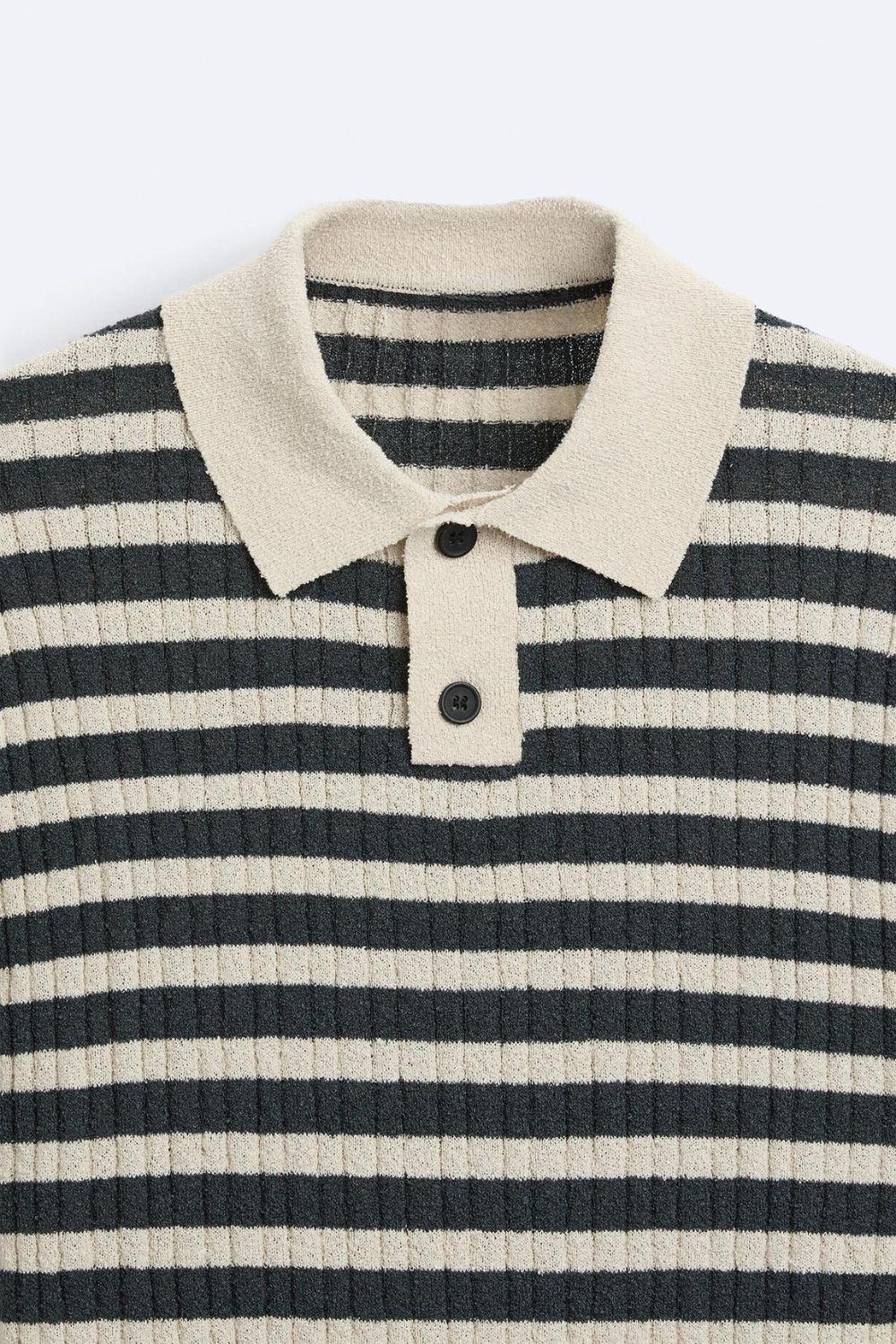 Classic striped knit polo shirt 4