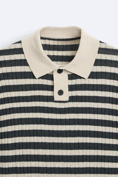 Classic striped knit polo shirt 4