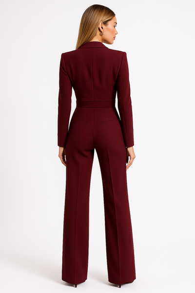 Elegant jumpsuit with long sleeves and wrap design – feminine silhouette for office and evening. 1