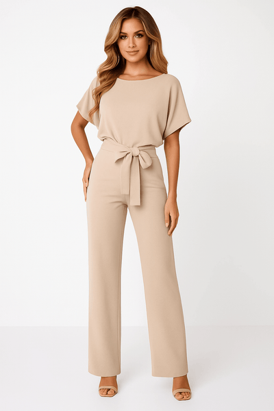 Elegant jumpsuit with waist belt – figure-hugging & stylish 0