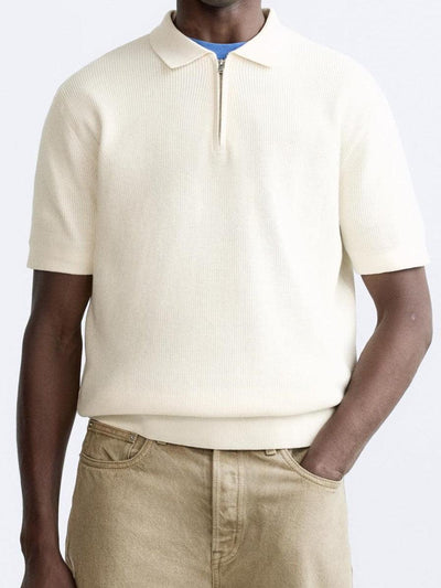 Elegant knitted polo shirt with zipper 1