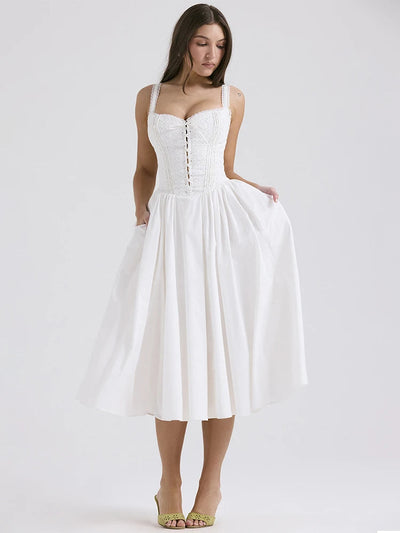 Elena | Airy linen summer dress with romantic details 2