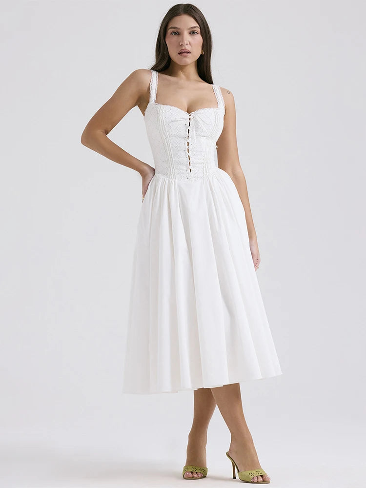 Elena | Airy linen summer dress with romantic details 3