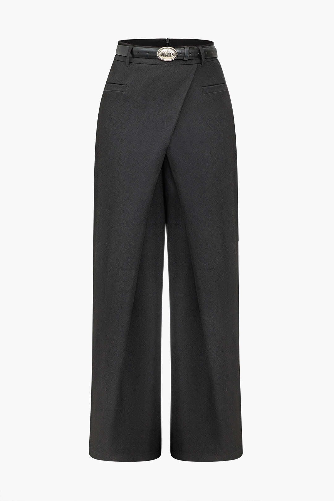 Elena | Elegant high-waisted trousers with wrap detail 1