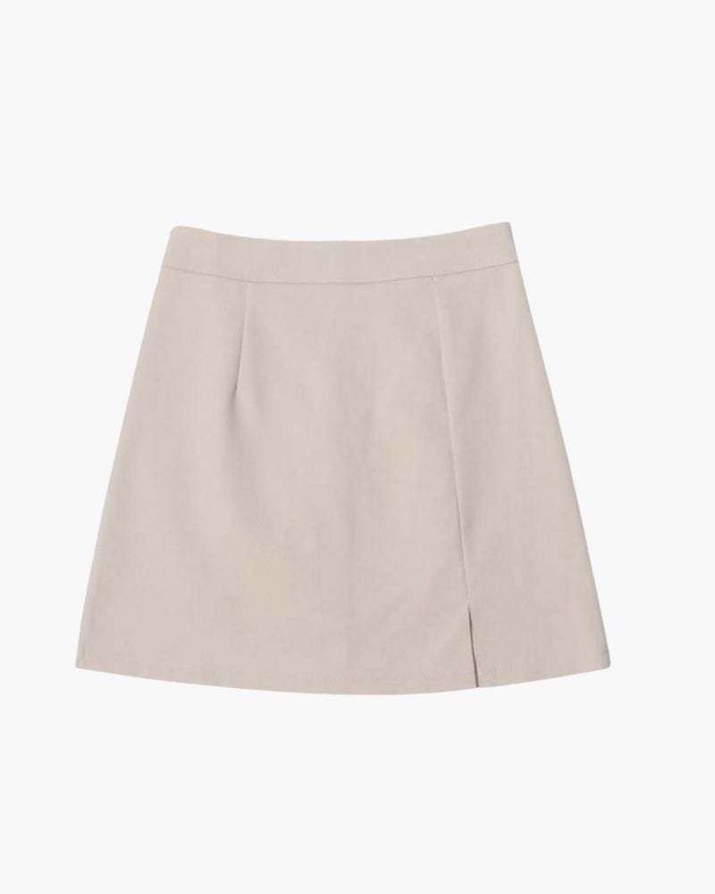 Elizabeth | Back zip mini skirt with subtle slit 0