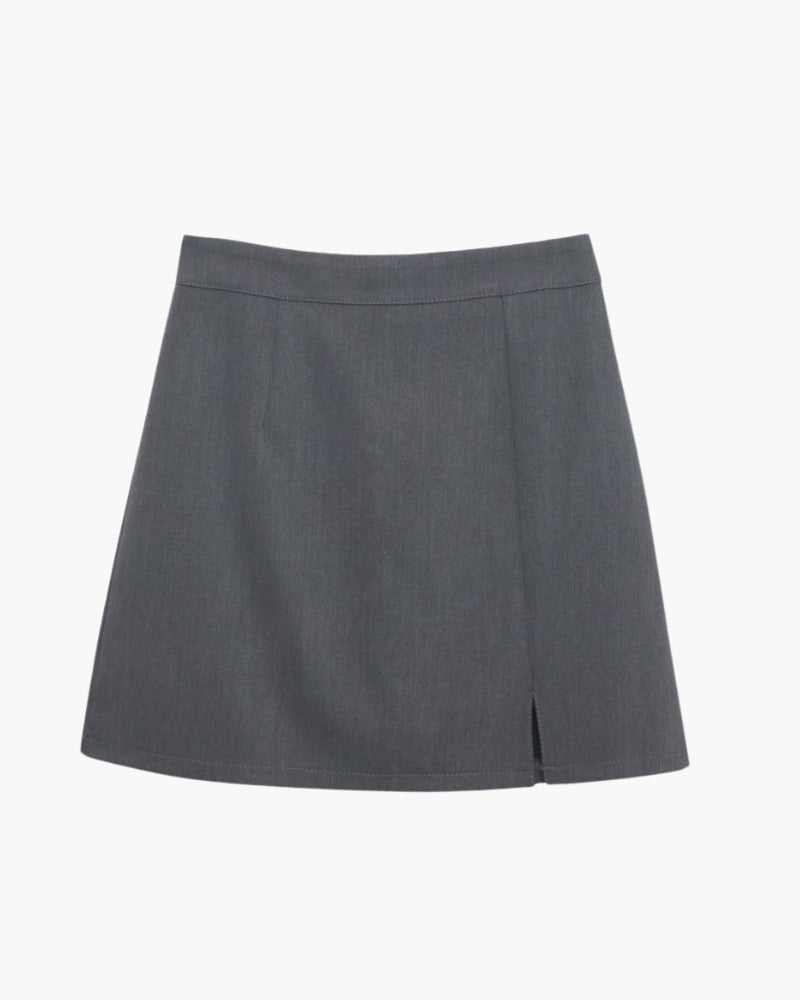 Elizabeth | Back zip mini skirt with subtle slit 1