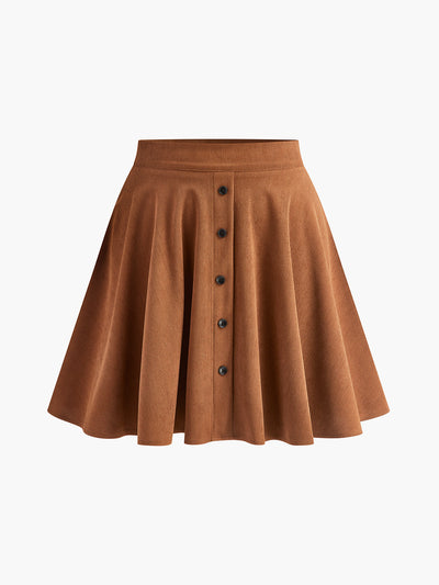 Lina | Flared women's corduroy skirt with button placket 0