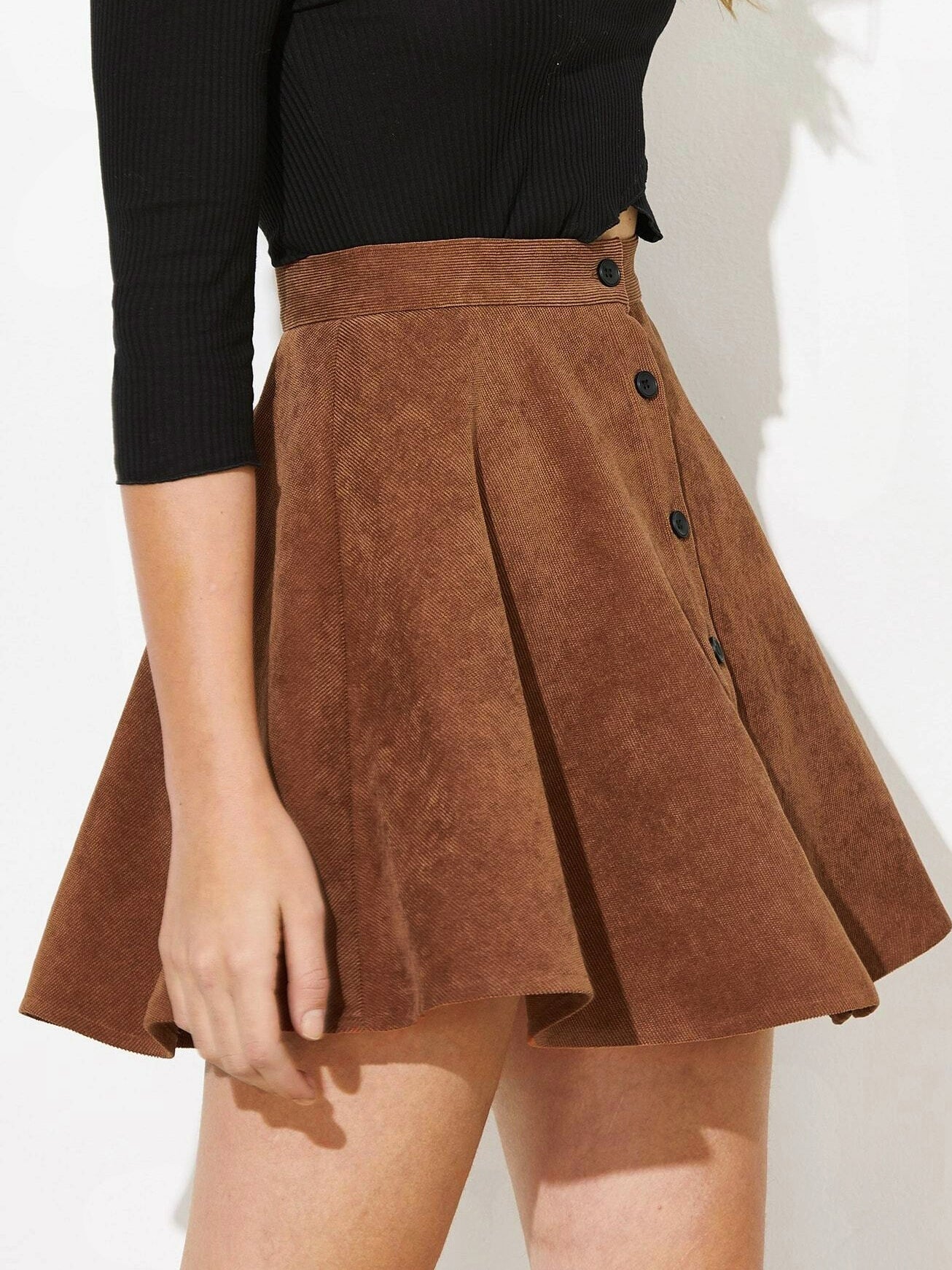 Lina | Flared women's corduroy skirt with button placket 4