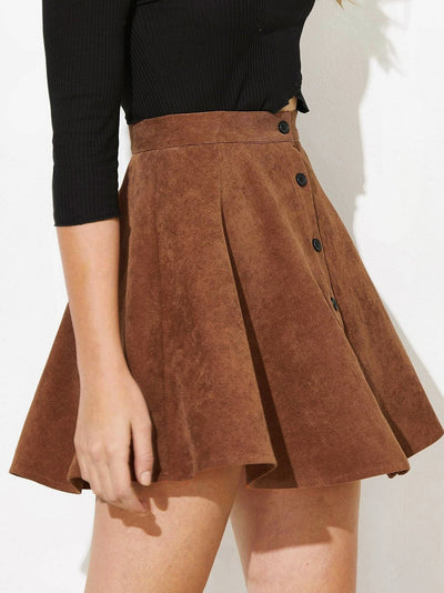 Lina | Flared women's corduroy skirt with button placket 4