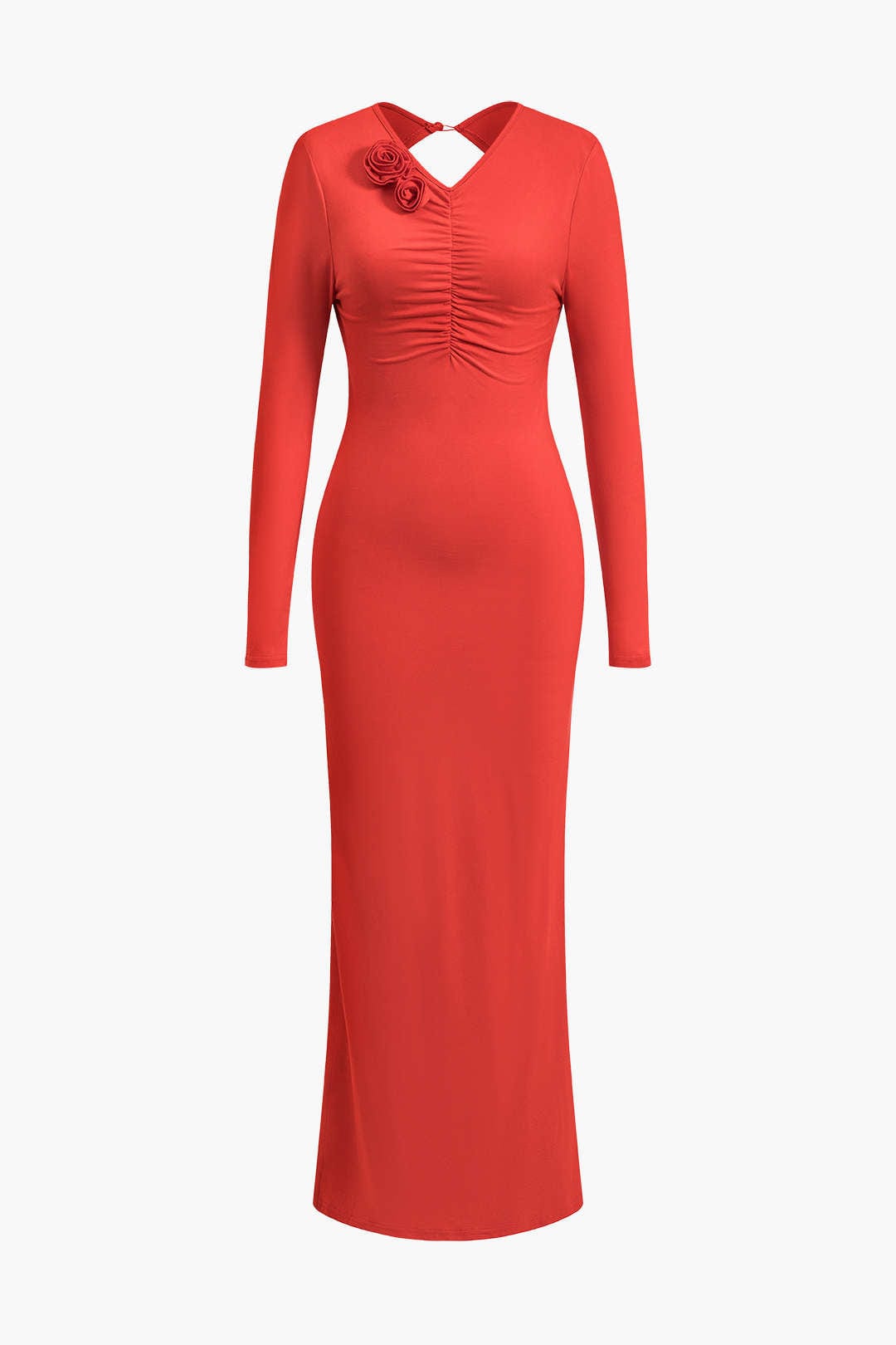 Long Sleeve Floral Maxi Dress for Women with Elegant Backless Design for Special Occasions 0