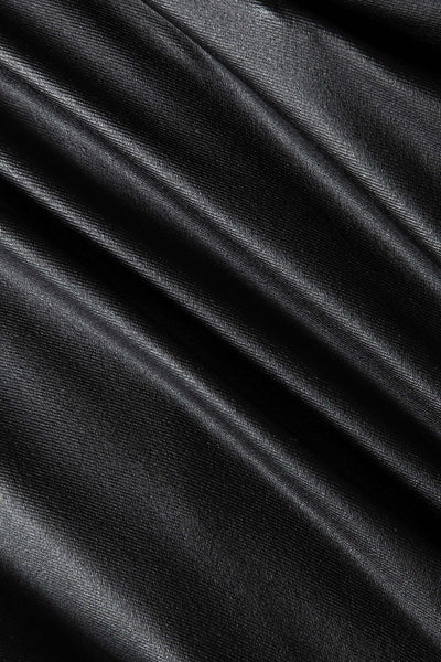 Lyra | Figure-hugging faux leather mini skirt with asymmetrical draping and gold decorative buckle 4