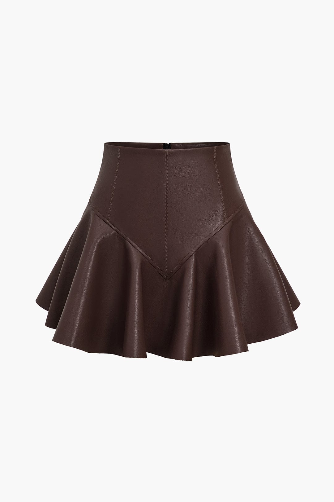Marigold | Playful faux leather skater skirt with a high-waisted cut and flared hem 1