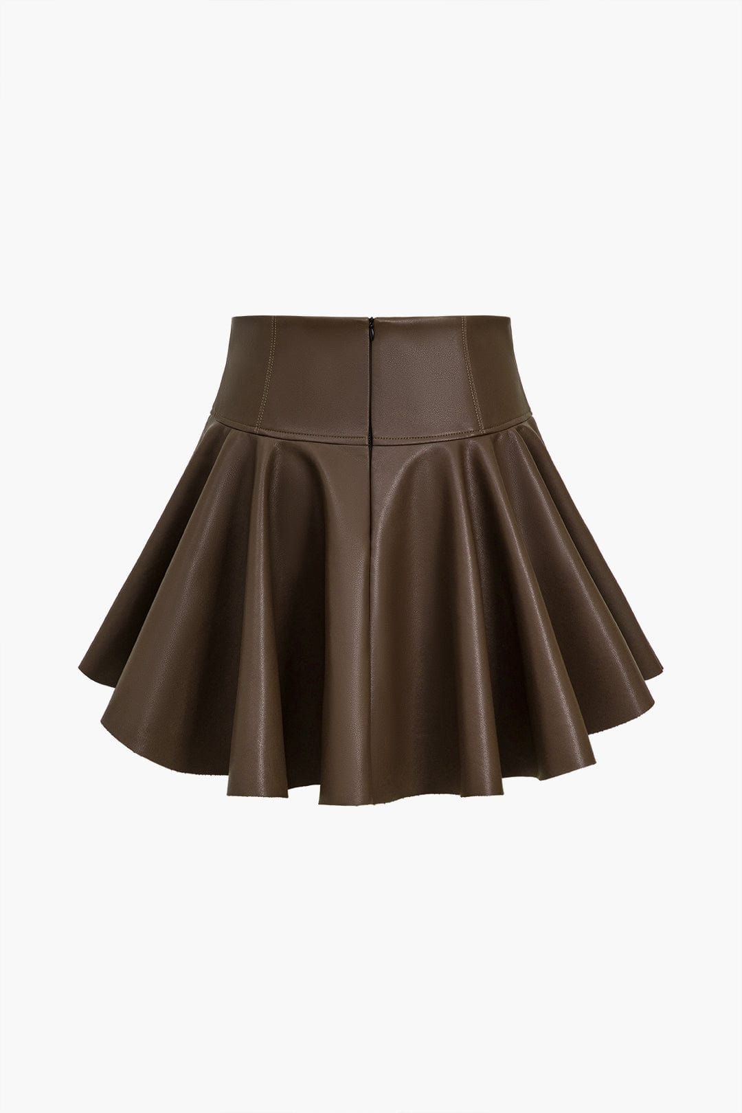 Marigold | Playful faux leather skater skirt with a high-waisted cut and flared hem 7