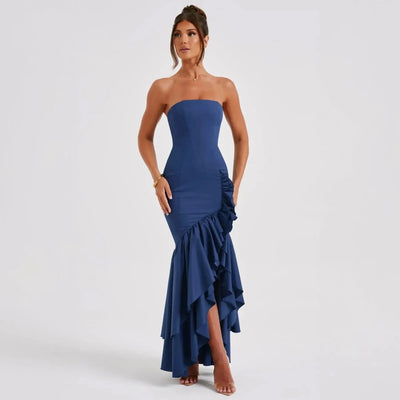 Maxi Dress for Women with Strapless Design and Ruffle Detail for Formal Occasions 3