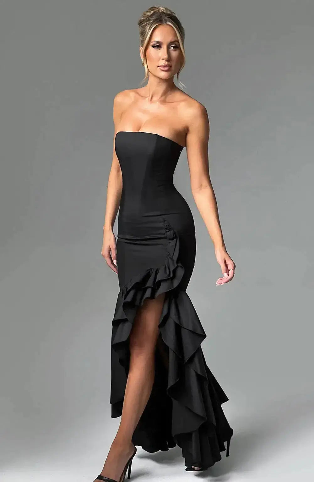 Maxi Dress for Women with Strapless Design and Ruffle Detail for Formal Occasions 4