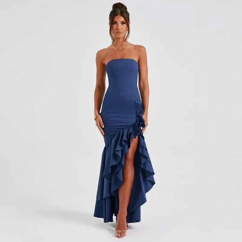 Maxi Dress for Women with Strapless Design and Ruffle Detail for Formal Occasions 5