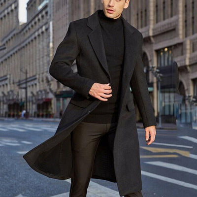 Men's Coat - Long Winter Overcoat with Classic Design for Formal and Casual Occasions 0