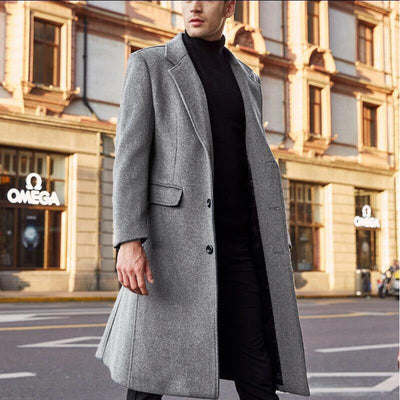 Men's Coat - Long Winter Overcoat with Classic Design for Formal and Casual Occasions 2