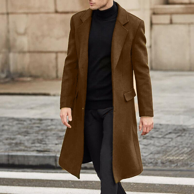 Men's Coat - Long Winter Overcoat with Classic Design for Formal and Casual Occasions 3