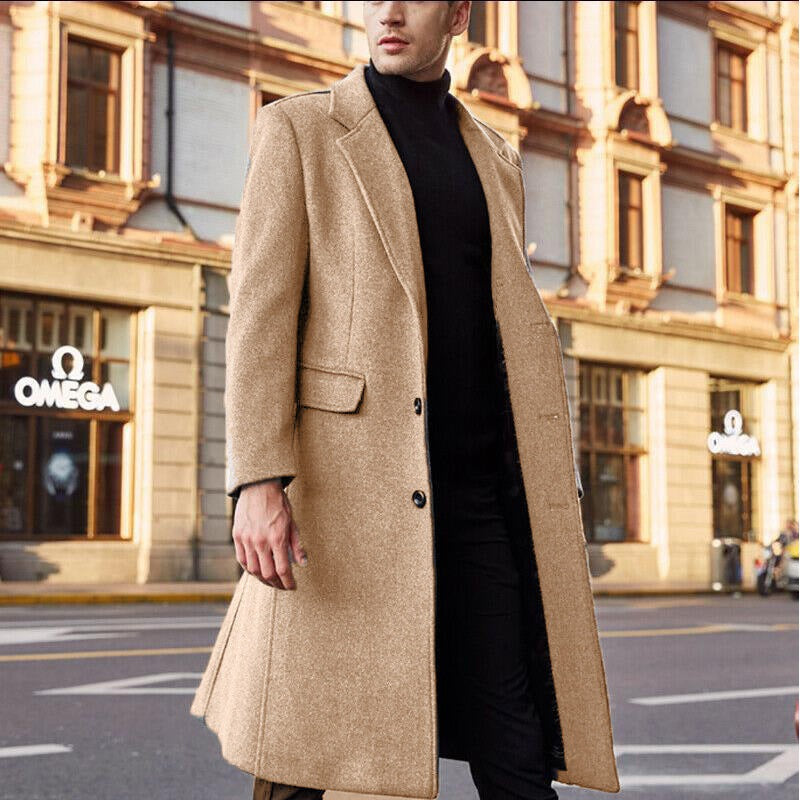 Men's Coat - Long Winter Overcoat with Classic Design for Formal and Casual Occasions 4