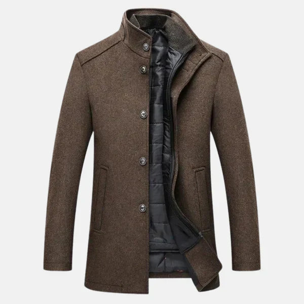 Men's Coat with Stand-Up Collar for Elegant Autumn and Winter Style 0