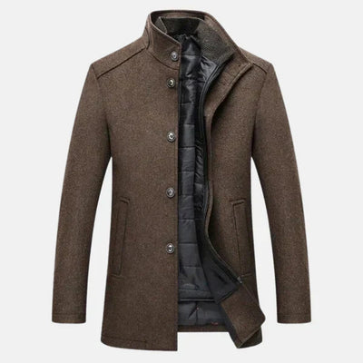 Men's Coat with Stand-Up Collar for Elegant Autumn and Winter Style 0