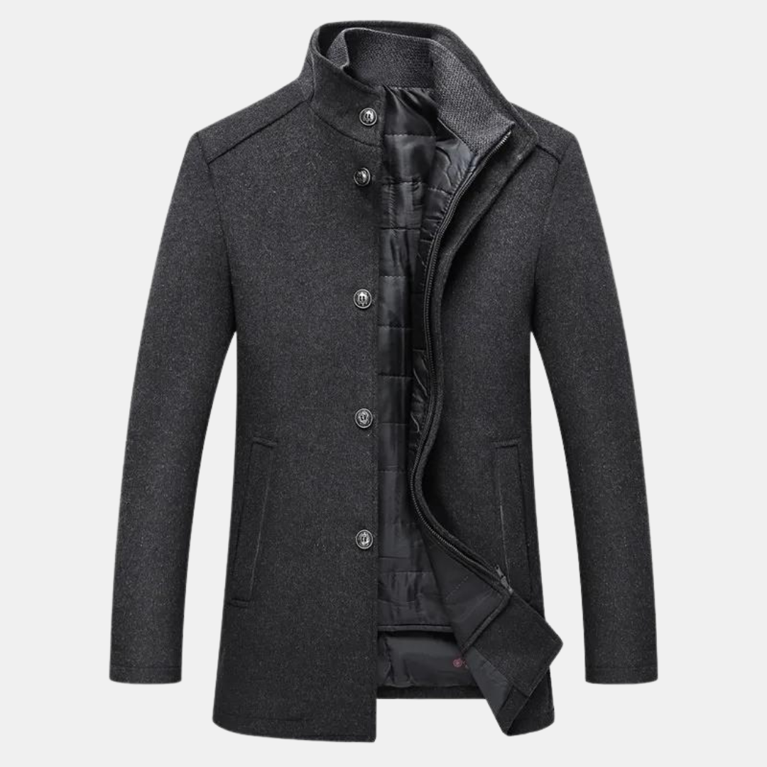 Men's Coat with Stand-Up Collar for Elegant Autumn and Winter Style 1