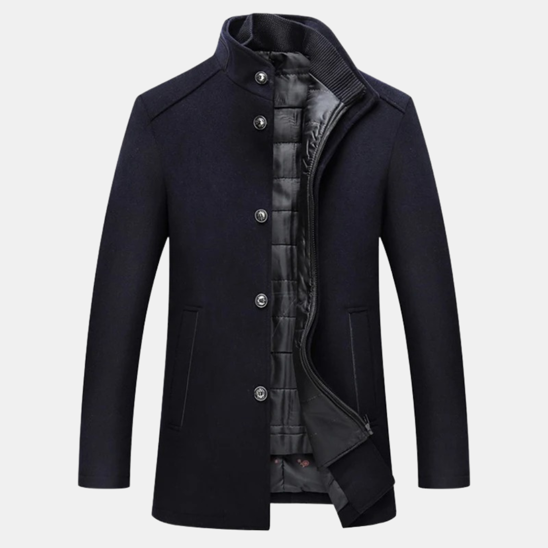 Men's Coat with Stand-Up Collar for Elegant Autumn and Winter Style 2