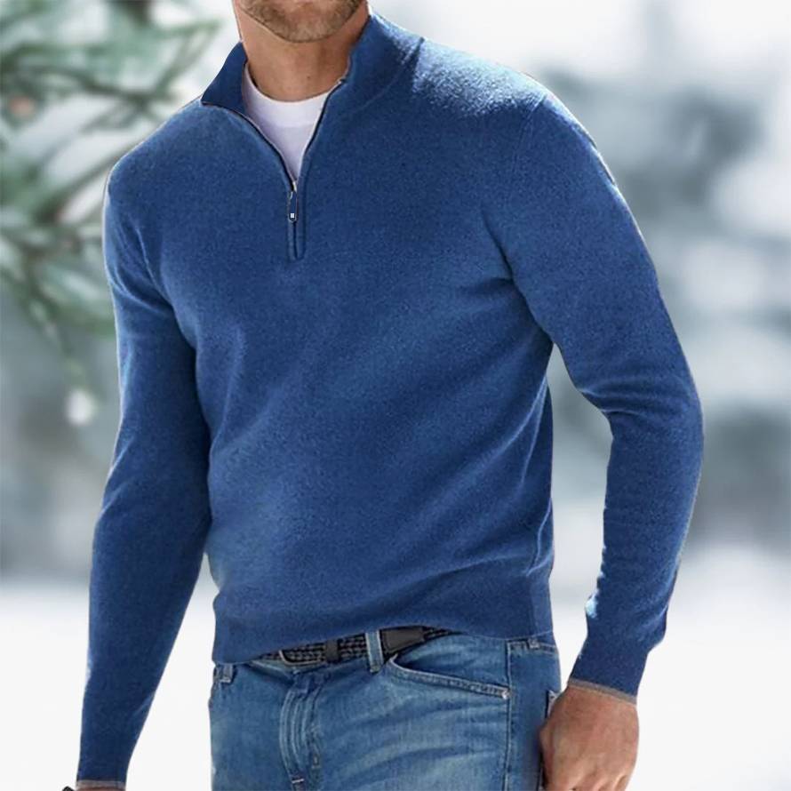 Men's Half Zip Sweater for Casual and Business Wear with Modern Style and Comfortable Fit 0