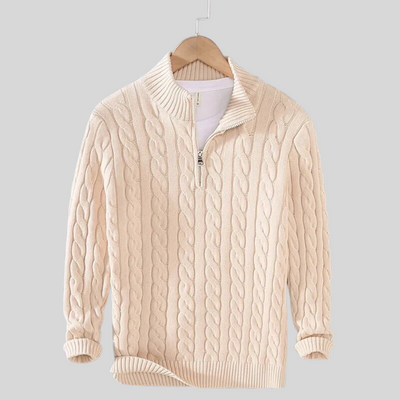 Men's Half Zip Sweater with Cable Knit Design for Versatile Casual or Formal Style 2