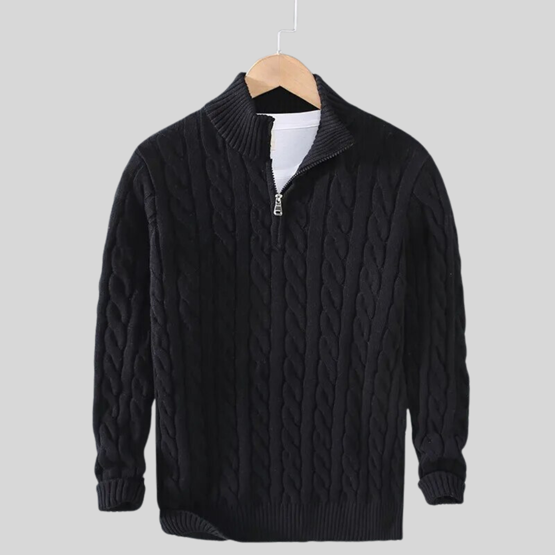 Men's Half Zip Sweater with Cable Knit Design for Versatile Casual or Formal Style 3